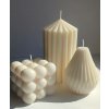 LEORA Dizajnové sójové sviečky - Set 3 tvarov (Bublinky, Origami, Pillar) sviečka: VŠETKY 3 SPOLU
