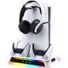 iPega P5S006 RGB, multifunkčný nabíjací stojan s chladením, PS5 Slim, biely