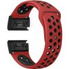 eses Silikónový dierkovaný remienok pre Garmin - Červeno čierny, QuickFit 20 mm
