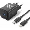 Vention 1-Port USB-C GaN Charger (20 W) with USB-C to Lightning Cable (1M) EU-Plug Black TZ-FEPB0-EU-02