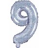 PartyDeco Fóliový balón Mini - Číslo 9 holografický 35cm