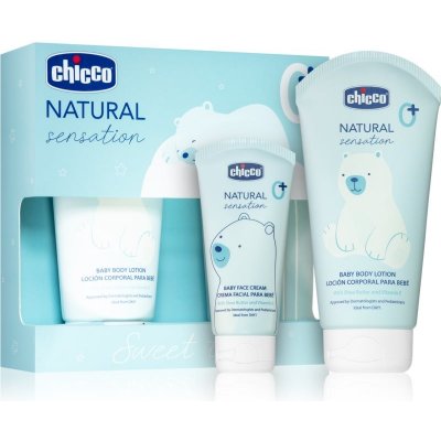 Chicco Natural Sensation 0+ pleťový krém pre deti od narodenia 50 ml + 0+ telové mlieko pre deti od narodenia 150 ml