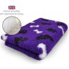 DRYBED Premium Vet Bed Paws & Bones fialový + čierny + biely 100 x 75 cm