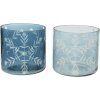 Svietnik na čajové sviečky sklenený s vločkou Ø7,5x8 cm modrý mix druhov