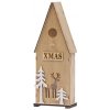 Dekorácia MagicHome Vianoce Woodeco, Vtáčia búdka, 3 LED, 12x7x32 cm