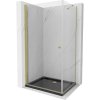 Mexen Pretoria, sprchovací kút 80 (dvere) x 100 (stena) cm, 6mm číre sklo, zlatý profil + čierna sprchová vanička, 852-080-100-50-00-4070G