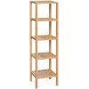 Regál, 5 políc, masív bambus, prírodný odtieň, nosnosť 15 kg - DR-011-3