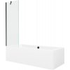 Mexen Cube obdĺžniková vaňa 180 x 80 cm s plášťom a 1 krídlovou zástenou 60 cm, priehľadná, čierna - 550518080X9506000070