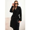 Fashionweek dámsky kabát z semišu viazaný v páse K52700 Čierna