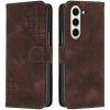 Peňaženkové kožené puzdro Grid Butterfly na Samsung Galaxy Z Fold 6 5G - Kávová