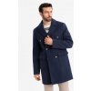 Ombre Men's double-breasted coat with decorative buttons - indigo čierna XL Ombre 5902228904571