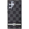 Zadný kryt DKNY PU Leather Checkered Pattern and Stripe pre Samsung Galaxy S24 Ultra, čierna