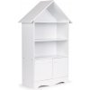 ECOTOYS FBC002-1 Detská knižnica v tvare domčeka so skrinkou 74 × 28,5 × 115,5 cm, biela
