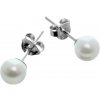 Argento Strieborné náušnice - biela syntetická perla v tvare guľôčky, priemer 6 mm 65356