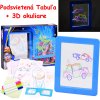 Podsvietená tabula s 3D okuliarmi a neónovými fixkami