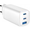 GEM Gembird TA-UC-PDQC65-01-W 3portová 65W GaN USB PowerDelivery rychlá nabíječka, bílý