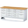 Alfa 3 Dielenský stôl MECHANIC I, 2x 5 zásuvkový box a 2x 3 zásuvkový box na náradie, 16 zásuviek, 2000x685x880 mm, sivé dvere