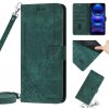 Peňaženkové kožené puzdro Stripe Pattern na Xiaomi Redmi Note 10/10S - Zelená