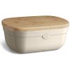 Emile Henry keramický podnos na chlieb s vekom 35,5 x 25 cm, slonová kosť, 028750