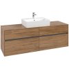 VILLEROY & BOCH Collaro závesná skrinka pod umývadlo na dosku (umývadlo v strede), 4 zásuvky, 1600 x 500 x 548 mm, Oak Kansas, C13400RH