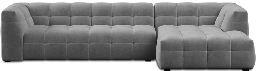 Windsor & Co Sofas zamatová rohová pohovka Vesta pravý roh Sivá