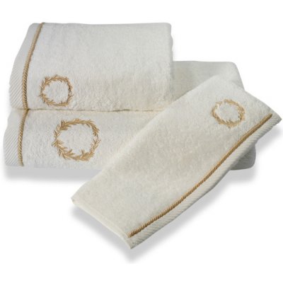 Soft Cotton Uterák SEHZADE 50x100 cm. Luxusné froté uteráky SEHZADE 50x100 cm s vyšitým erbom v bielej alebo smotanovej farbe, 100% česaná bavlna. Smotanová / zlatá výšivka
