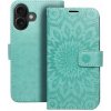 Puzdro Mezzo Book iPhone 16, vzor mandala - zelené