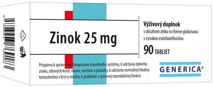 GENERICA Zinok 25 mg 90 ks od 5,63 € - Heureka.sk