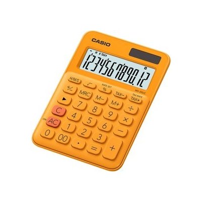 CASIO MS 20UC RG - Štýlová farebná stolná kalkulačka s 12-miestnym displejom, výpočtom %, DPH a ďalšími funkciami.