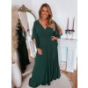 ZAZZA Tmavozelené spoločenské šaty s volánovými rukávmi Veľkosť: XXXL