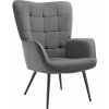 tectake 405593 kreslo hygge polstrované, ergonomické, nosnosť 150 kg - bez podnožky, tenký menčester antracitová/čierna
