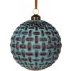 Závesná vianočná sklenená guľa v modrom farebnom prevedení v retro štýle 10 cm 38601