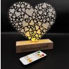 GRAVEA Gravírovaná LED lampa pre zamilovaných - srdcia PODSTAVEC: Farebný s diaľkovým ovládaním nabíjateľný + USB kábel