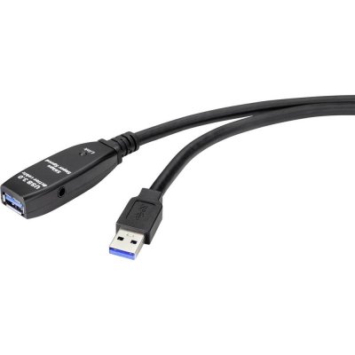 Renkforce RF-4598346 USB, USB 3.2 Gen1 (USB 3.0 / USB 3.1 Gen1) USB-A zástrčka, USB-A zásuvka, 1m, černý