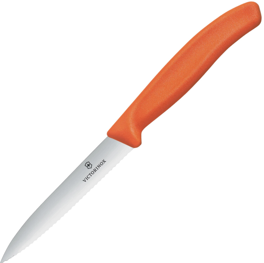 Victorinox SwissClassic Nôž na ovocie/zeleninu, 10cm, zubkovaný, oranžový 6.7739.C1