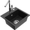 MEXEN/S MEXEN/S - Milo granitový drez 1-miska vrátane batérie Flora, čierna/strieborná metalík 6505-73-670401-00