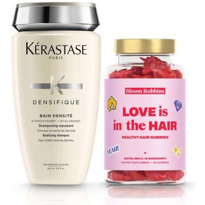 Set Kérastase Densifique Bain Densité šampón 250 ml + Bloom Robbins Bloom Robbins LOVE is in the HAIR Healthy hair gummies gumíky pre výživu vlasov 60 ks