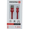 Kábel USB/Lightning (8 pin) Swissten 3.0A 1,2 m červený