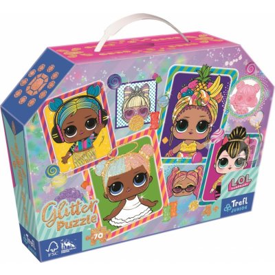 Trefľ Trblietavé Glitter puzzle v kufríku LOL Surprise: Farebné bábiky 70 dielikov