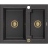 MEXEN/S MEXEN/S - Carlos granitový drez 1.5 582x475 mm, čierna kropenatá, + zlatý sifón 6518581500-76-G