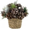 Ikebana MagicHome Vianoce, prírodná, so zelenými guľami, 19x19 cm
