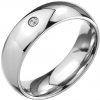 Šperky eshop - Prsteň z ocele 316L, lesklý oblý povrch, číry brúsený kamienok BB16.08 - Veľkosť: 67 mm