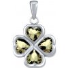 Silvego Strieborný prívesok štvorlístok so svetlo zelenými Brilliance Zirconia JJJP0085PLG