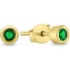 Brilio Silver Nadčasové pozlátené náušnice so zelenými zirkónmi EA609YG