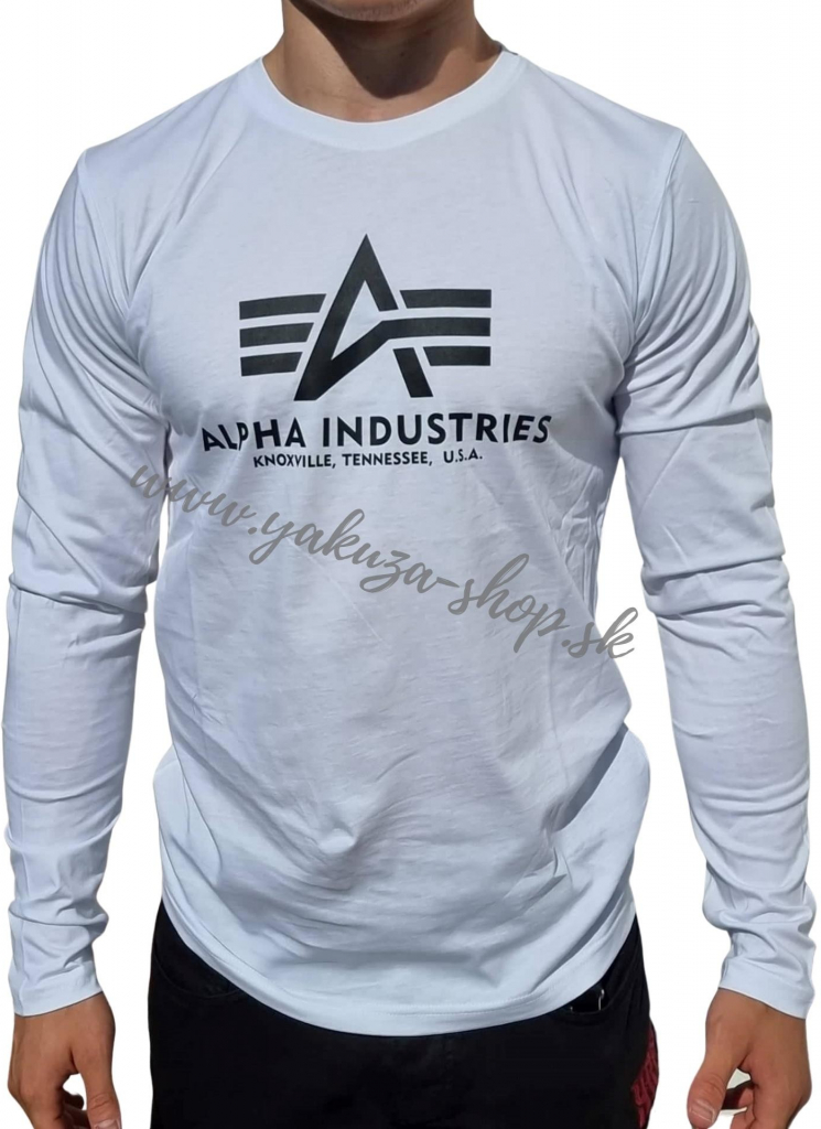 Alpha Industries Basic T LS pánske tričko s dlhým rukávom biele