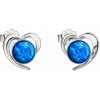Strieborné náušnice srdca s modrým syntetickým opálom 31259.3 Blue