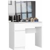 Ak furniture Kozmetický stolík so zrkadlom P-2 90x50 cm biely ľavý