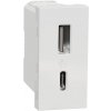 Schneider Electric Slovakia spol. s r.o. Unica - NU301618 - Dvojitý nabíjací USB konektor A+C 2.4A, 1M, Biely