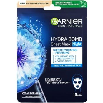 Garnier Skin Naturals Hydra Bomb plátienková maska na noc 32 g