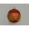 ONREX Vianočná ozdoba sklenená guľa červená/zlatá dekor pr. 7 cm
